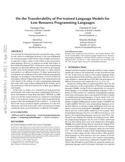 On the Transferability of Pre-trained Language Models for Low-Resource
  Programming Languages