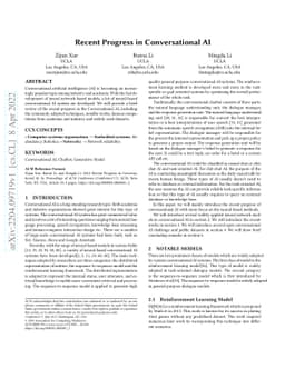 Recent Progress in Conversational AI