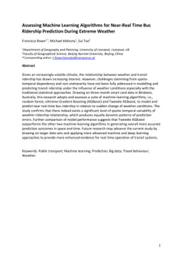 Assessing Machine Learning Algorithms for Near-Real Time Bus Ridership
  Prediction During Extreme Weather