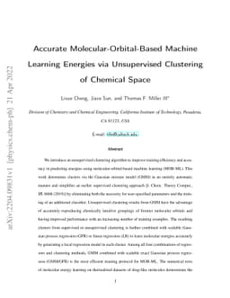 Accurate Molecular-Orbital-Based Machine Learning Energies via
  Unsupervised Clustering of Chemical Space