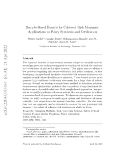 Sample-Based Bounds for Coherent Risk Measures: Applications to Policy
  Synthesis and Verification