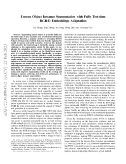 Unseen Object Instance Segmentation with Fully Test-time RGB-D
  Embeddings Adaptation