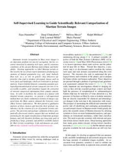 Self-Supervised Learning to Guide Scientifically Relevant Categorization
  of Martian Terrain Images