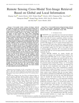 Remote Sensing Cross-Modal Text-Image Retrieval Based on Global and
  Local Information