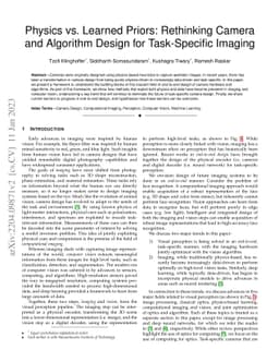 Physics vs. Learned Priors: Rethinking Camera and Algorithm Design for
  Task-Specific Imaging