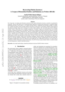 Recovering Patient Journeys: A Corpus of Biomedical Entities and
  Relations on Twitter (BEAR)