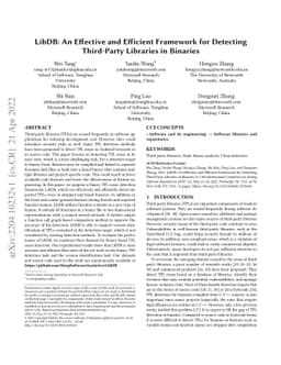 LibDB: An Effective and Efficient Framework for Detecting Third-Party
  Libraries in Binaries