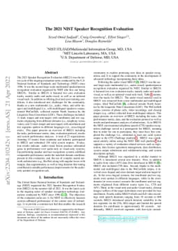 The 2021 NIST Speaker Recognition Evaluation