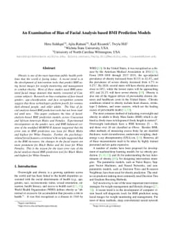 An Examination of Bias of Facial Analysis based BMI Prediction Models