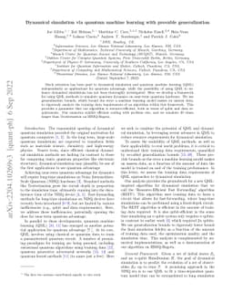Dynamical simulation via quantum machine learning with provable
  generalization