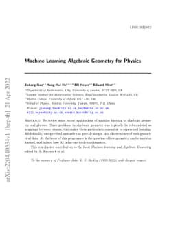 Machine Learning Algebraic Geometry for Physics