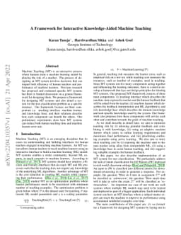 A Framework for Interactive Knowledge-Aided Machine Teaching