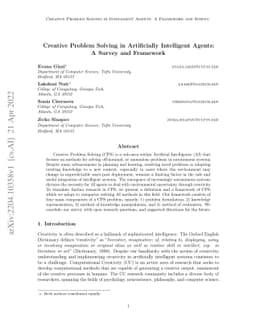 Creative Problem Solving in Artificially Intelligent Agents: A Survey
  and Framework