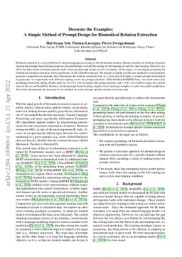 Decorate the Examples: A Simple Method of Prompt Design for Biomedical
  Relation Extraction
