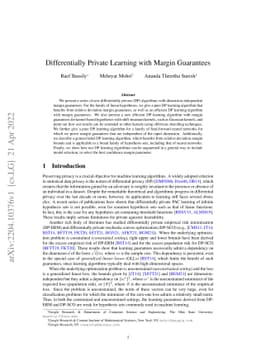 Differentially Private Learning with Margin Guarantees