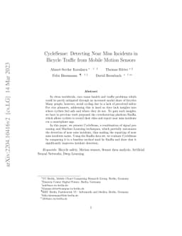 CycleSense: Detecting Near Miss Incidents in Bicycle Traffic from Mobile
  Motion Sensors