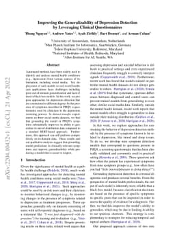 Improving the Generalizability of Depression Detection by Leveraging
  Clinical Questionnaires