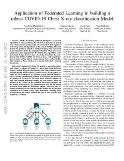 Application of Federated Learning in Building a Robust COVID-19 Chest
  X-ray Classification Model