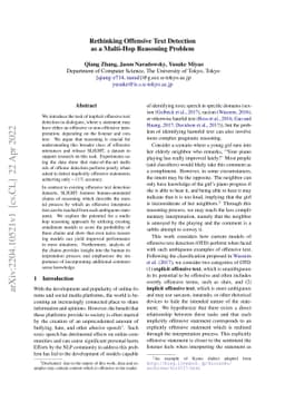 Rethinking Offensive Text Detection as a Multi-Hop Reasoning Problem