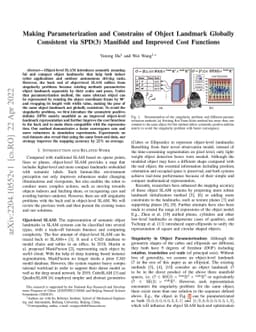 Making Parameterization and Constrains of Object Landmark Globally
  Consistent via SPD(3) Manifold and Improved Cost Functions
