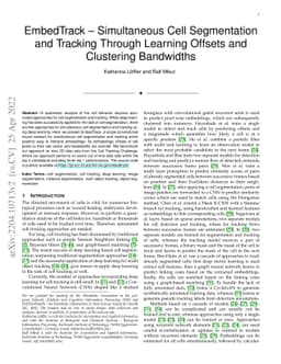 EmbedTrack -- Simultaneous Cell Segmentation and Tracking Through
  Learning Offsets and Clustering Bandwidths