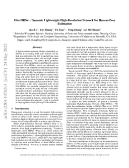 Dite-HRNet: Dynamic Lightweight High-Resolution Network for Human Pose
  Estimation