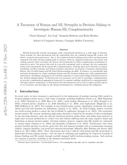 A Taxonomy of Human and ML Strengths in Decision-Making to Investigate
  Human-ML Complementarity