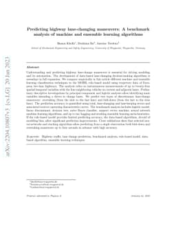 Predicting highway lane-changing maneuvers: A benchmark analysis of
  machine and ensemble learning algorithms