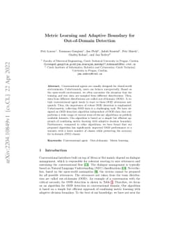 Metric Learning and Adaptive Boundary for Out-of-Domain Detection