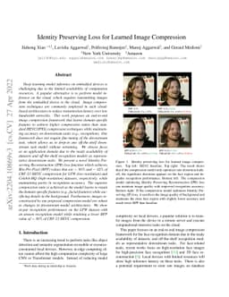 Identity Preserving Loss for Learned Image Compression