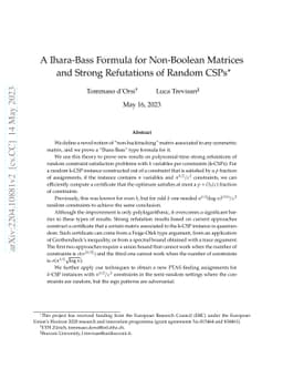 A Ihara-Bass Formula for Non-Boolean Matrices and Strong Refutations of
  Random CSPs