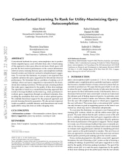 Counterfactual Learning To Rank for Utility-Maximizing Query
  Autocompletion