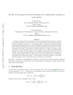 A note on the $f$-divergences between multivariate location-scale
  families with either prescribed scale matrices or location parameters