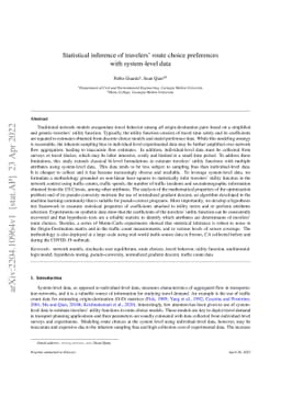 Statistical inference of travelers' route choice preferences with
  system-level data