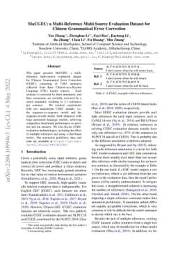 MuCGEC: a Multi-Reference Multi-Source Evaluation Dataset for Chinese
  Grammatical Error Correction