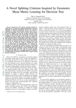 A Novel Splitting Criterion Inspired by Geometric Mean Metric Learning
  for Decision Tree