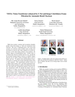 VISTA: Vision Transformer enhanced by U-Net and Image Colorfulness Frame
  Filtration for Automatic Retail Checkout
