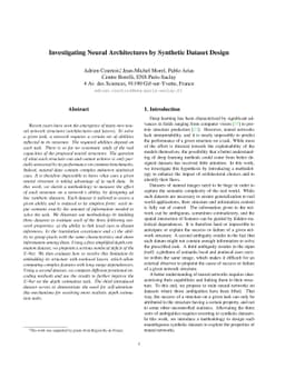 Investigating Neural Architectures by Synthetic Dataset Design