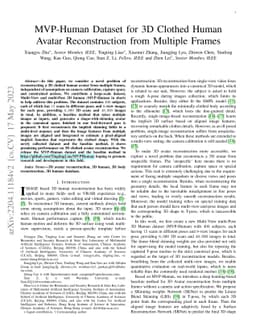 MVP-Human Dataset for 3D Human Avatar Reconstruction from Unconstrained
  Frames