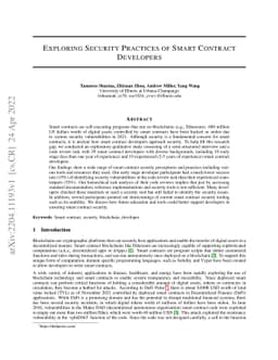 Exploring Security Practices of Smart Contract Developers