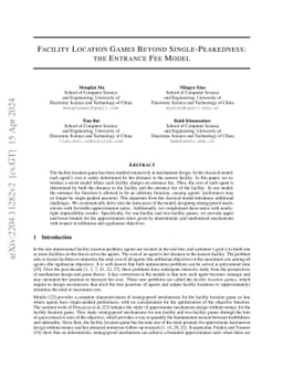Facility Location Games Beyond Single-Peakedness: the Entrance Fee Model