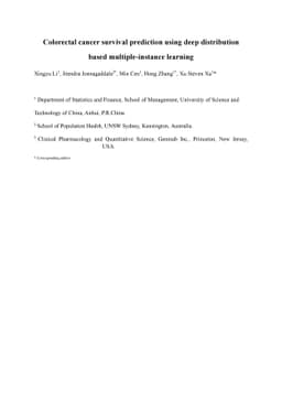 Colorectal cancer survival prediction using deep distribution based
  multiple-instance learning