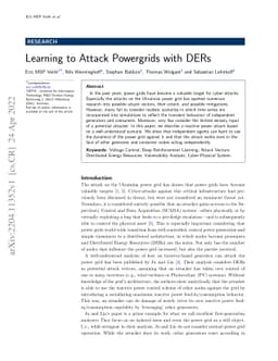 Learning to Attack Powergrids with DERs