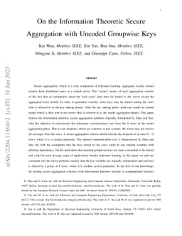 On the Information Theoretic Secure Aggregation with Uncoded Groupwise
  Keys