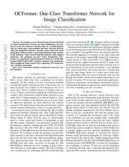 OCFormer: One-Class Transformer Network for Image Classification