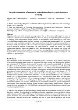 Adaptive actuation of magnetic soft robots using deep reinforcement
  learning