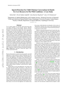 Speech Detection For Child-Clinician Conversations In Danish For
  Low-Resource In-The-Wild Conditions: A Case Study