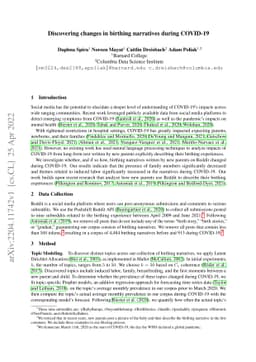 Discovering changes in birthing narratives during COVID-19