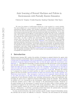 Joint Learning of Reward Machines and Policies in Environments with
  Partially Known Semantics