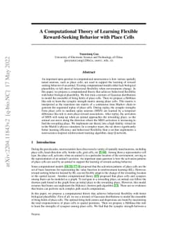 A Computational Theory of Learning Flexible Reward-Seeking Behavior with
  Place Cells